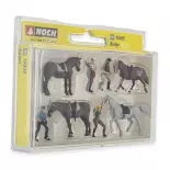 Set van 4 paarden en 4 ruiters NOCH 15630 - HO : 1/87e