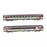 Set 2 voitures corail "Centre val de Loire" PIKO 97301 - HO 1/87 - EP VI - 1ère & 2nd classe