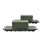 Set of 2 Liliput L230170 container wagons - HO 1/87 - DRB - EP II