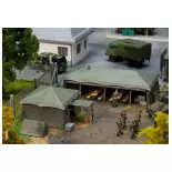 7 Groene militaire tenten, verschillende vormen en maten FALLER 144108 - HO 1/87