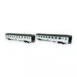 Coffret de 2 voitures DEV Inox - Jouef HJ4177 - HO 1/87 - SNCF - Ep IV - 2R