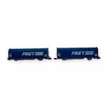 Set de 2 wagons bâchés à 2 essieux type K70 Kils, livré bleu, « FRET » - Arnold HN6696 - N 1/160 - SNCF - Ep IV/V - 2R