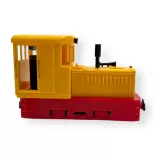 Locomotive diesel Plymouth châssis rouge, superstructure jaune - Minitrains 2055 - HOe 1/87