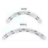 Raíl curvo - R5 542,8mm 30° - ROCO 42425 - HO 1/87 - Código 83