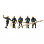 5 fire brigade figures Preiser 10484 - HO 1:87