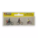 Set di 4 figure su 3 biciclette NOCH 15909 HO 1/87