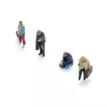 Quai des passagers - 4 personnages avec bagages - ARTITEC 5160033 - N 1/160  