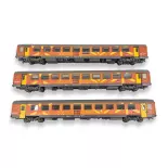 Lote de 3 coches Languedoc Roussillon Carmillon VTU - LS MODELS 40313 - HO SNCF - EP VI