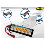 Batterie LiPo 7,4V 3600mAh 60C Race avec connecteur T-Plug - CARSON 500608231
