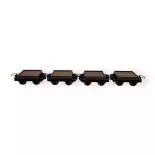Lot de 4 wagonnets  à voie étroite - Minitrains 5108 - HOe 1/87 - Ep III - 2R