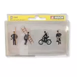 Set of 4 chimney sweeps at work with accessories NOCH 15052 - HO 1/87
