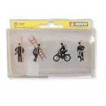 Lot de 4 ramoneurs au travail avec accessoires NOCH 15052 - HO 1/87