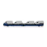 Wagon plat LADKS bleu GEFKO et 4 Sprinters JOUEF 6207 - SNCF - HO 1/87