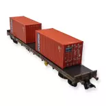 Stake wagons Rs container carrier MARKLIN 47157 - HO 1/87 - DSB - EP V