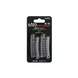 4 rails incurvés Unitrack (R249-15) 15 degrés - Kato 20-101 - HO 1/87