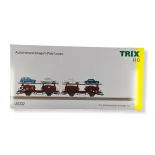 2 Laaes type wagens met rijtuigen - Trix 24332 - HO 1/87e