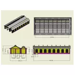 Cobertizo PLM de tres vías