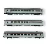 Set of 3 TEE "Paris - Ruhr" Passenger Coaches - ARNOLD HN4444 - SNCF - N 1/160 - EP IV - 2R