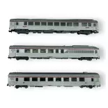 Set 3 voitures voyageurs TEE "Paris - Ruhr" - Arnold HN4444 - N 1/160 - SNCF - Ep IV - 2R