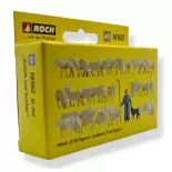 Pack XL 37 Figurines "Berger, chien et moutons" NOCH 16162 - HO 1/87