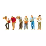 Lotto 6 figurine Train spotters Preiser 10545 - HO 1:87