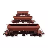 Set di 3 carri tramoggia F70 UAS REE Modelli WB808 - HO 1/87 - SNCF - EP V/VI