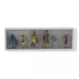 Pack de 6 Voyageurs - Scène de bienvenue - Figurine - PREISER 10028 - Échelle HO : 1/87ème