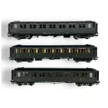 Set of 3 EX-PLM REE MODELS VB424 Metallic Passenger Cars - HO 1/87 - EP III