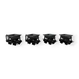 Lot de 4 wagons bennes, 2 avec et 2 sans frein
