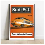 Plakat TGV Sud-Est - 800 Tonnen 8TSUDEST - A2 42,0 x 59,4 cm - 1980