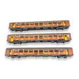 Set di 3 carrozze Languedoc Roussillon Carmillon VTU - LS MODELS 41210 - HO - SNCF - EP VI