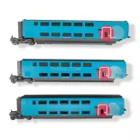 Set 3 Wagen für TGV Duplex OUIGO JOUEF HJ3010 SNCF HO 1/87 EP VI