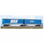 Wagon porte-conteneurs Sggmrss 90 "BAS / norfolkline" - Acme 40382 - HO 1/87 - AAE - Ep VI - 2R
