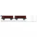 Set de 2 wagons tombereaux Ludwigshafen caisse métallique N°243 771 et 243 866 - Ree Modèles WB916 - HO 1/87 - SNCF - Ep III - 2R