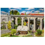 Faller 2-track curved railway viaduct box 120466 - HO : 1/87 - EP II