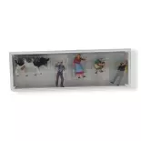 Pack de 4 Fermiers et 1 vache - Figurine - PREISER 10044 - Échelle HO : 1/87ème