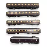 Set of 5 passenger coaches - Brawa 46463 - HO : 1/87 - Rheingold DRG - EP II