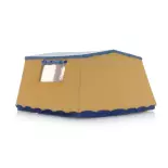 Une tente bungalow en toile beige et bleu - Artitec 387.566 - HO 1/87  