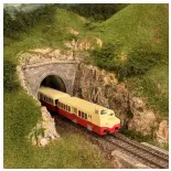 Coffret FNC autorail XBD-5660 avec sa remorque XRBD-9210 livrée rouge/crème toit crème à faces latérales ondulées du dépôt de Toulouse