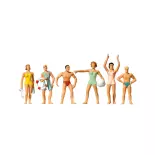 Pack de 6 Baigneurs - Figurine - PREISER 10070 - Échelle HO : 1/87ème