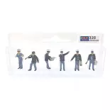 Set of 6 Railway figures in blue uniform SAI 335 - HO : 1/87