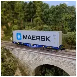 Wagon porte-conteneurs Modalis chargé d'un conteneur Maersk - PT Trains 100264 - HO SNCF
