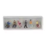 5 passengers and 1 train driver PREISER 10710 - HO: 1/87