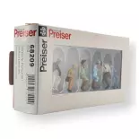 6 beeldjes Preiser 68209 - 1:50 & O 1:43 - Peintes