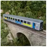 Voiture voyageur corail fluo 2ème classe Piko 97118 - SNCF - HO 1/87 - EP VI