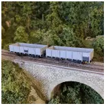 Deux wagons tombereau de la PLM avec 4 portes en bois gris - REE Modèles WB-811, HO 1/87e