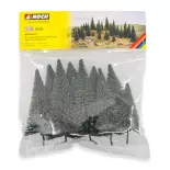 Pack de 10 sapins miniatures Noch 26930 - HO / TT - 50 à 140 mm