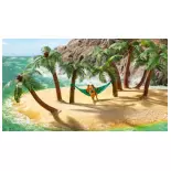 Set of 2 palm trees with motorised hammock and 2 figures - Noch 21772 - HO 1/87