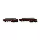 Lote de 2 vagones plataforma Arnold HN6543 "V" - N 1/160 - SNCF - EP V