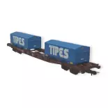 Carro portacontainer S70 "TIPS. - JOUF 6260 - SNCF - HO 1/87